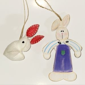 Bunny Ornaments, 🐇Set of Two Rabbit Decorations, Easter Ornaments